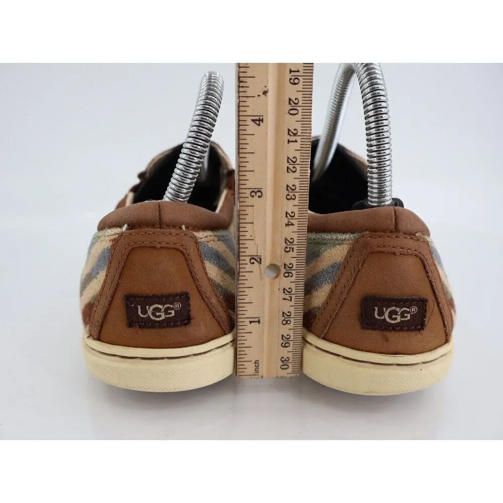 UGG X Pendleton Women's Sz 7 Fierce Slip On Shoes Brown Fabric Chevron Round Toe